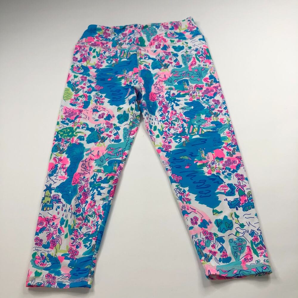 Lulu B Small (Fit 26W 19L) Athleisure Travel Mid Rise Capri Pants All Over Print - Picture 2 of 11